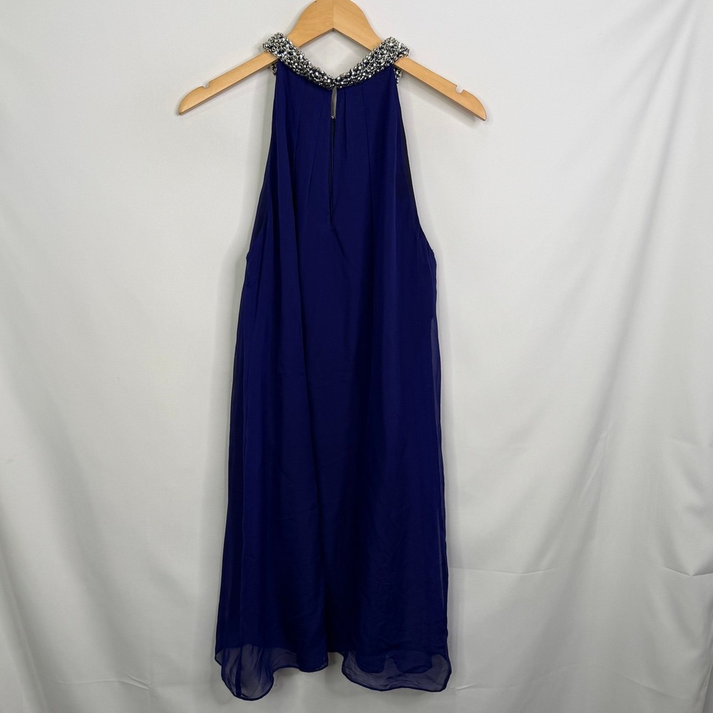 Diane von Furstenberg DVF Lainey Embellished Silk Halter Dress Royal Blue - Picture 9 of 11